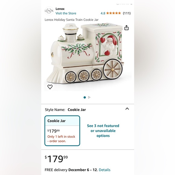 Lenox Santa Christmas Train Cookie Jar - Picture 8 of 8